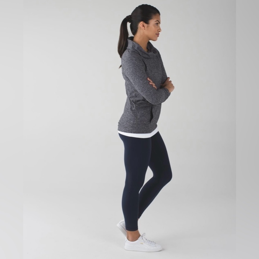 Lululemon Make A Move Long Sleeve Heathered Black Funnel Neck Pullover
